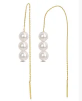 Cultured Freshwater Pearl (6 - 6-1/2mm) Threader Earrings in 10k Gold