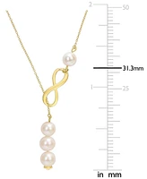 Cultured Freshwater Pearl (8-9mm) Infinity 18" Lariat Necklace in 18k Gold-Plated Sterling Silver