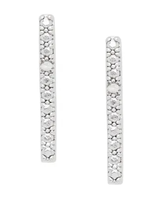 Diamond Accent Bar Stud Earrings in Fine Silver Plate - Silver