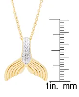 Diamond Accent Mermaid Tail Pendant 18" Necklace in 14K Gold Plate - Gold