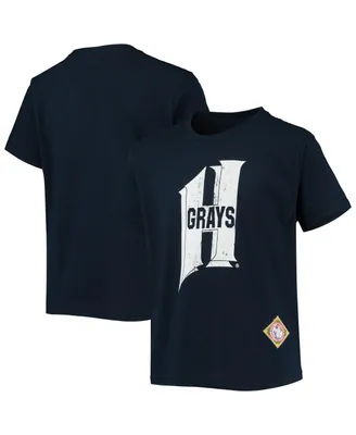 Big Boys Stitches Navy Homestead Grays Negro League Logo T-shirt