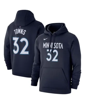 Men's Nike Karl-Anthony Towns Navy Minnesota Timberwolves 2019/20 Name and Number Pullover Hoodie