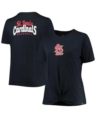 Women's New Era Navy St. Louis Cardinals Plus Size 2-Hit Front Knot T-shirt