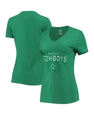 Women's Fanatics Kelly Green Dallas Cowboys Celtic Knot Logo V-Neck T-shirt