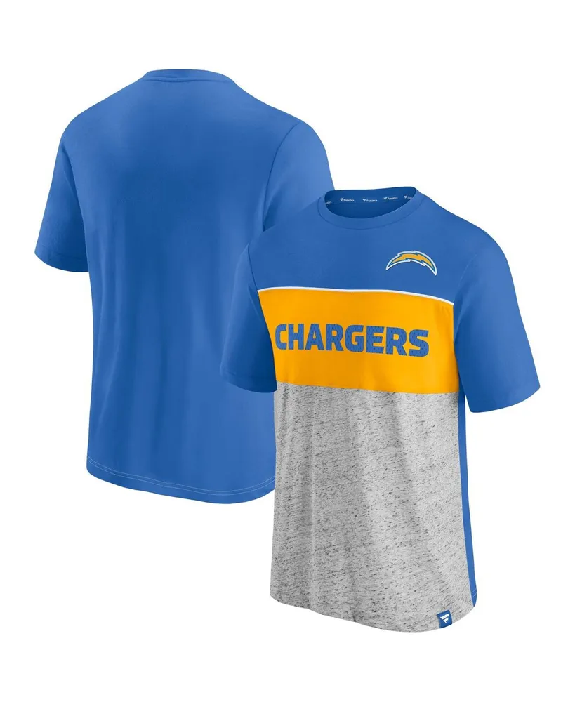 Men's Fanatics Powder Blue and Heathered Gray Los Angeles Chargers Colorblock T-shirt