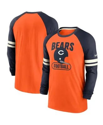 Men's Nike Orange and Navy Chicago Bears Throwback Raglan Long Sleeve T-shirt
