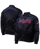 Men's Pro Standard Navy Atlanta Braves Wordmark Satin Full-Snap Jacket