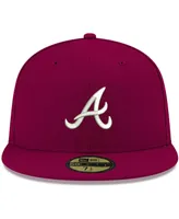 Men's New Era Cardinal Atlanta Braves Logo White 59FIFTY Fitted Hat