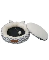 Canvas Round Cat Bed with Toy Ball