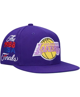 Men's Mitchell & Ness Purple Los Angeles Lakers Hardwood Classics 1988 Nba Finals Xl Patch Snapback Hat