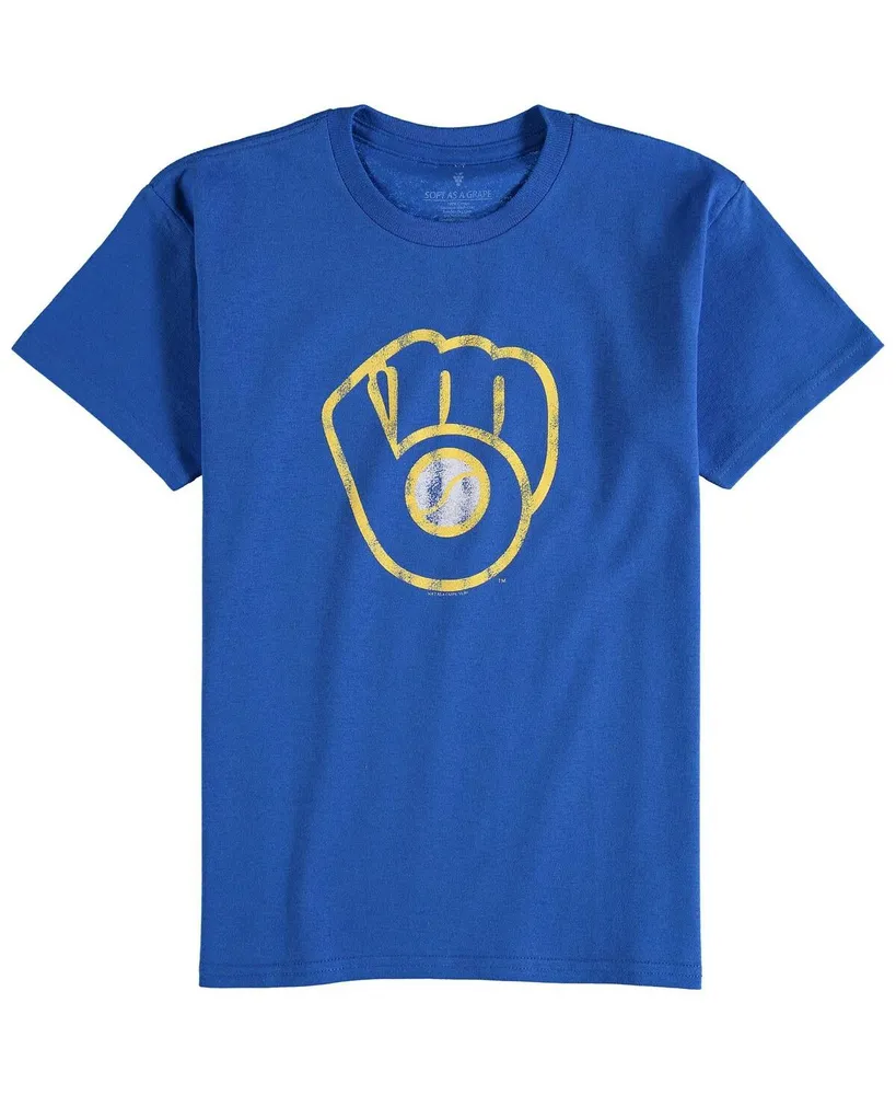 Milwaukee Brewers Stitches Cooperstown Collection V-Neck Team Color Jersey  - Powder Blue/Royal