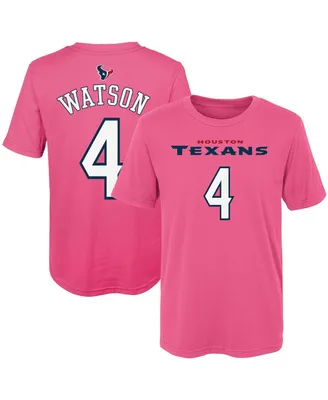 Girls Preschool Deshaun Watson Pink Houston Texans Player Mainliner Name and Number T-shirt