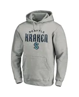 Men's Fanatics Heather Gray Seattle Kraken Team Lockup Pullover Hoodie