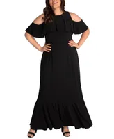 Kiyonna Plus Piper Cold Shoulder Maxi Dress