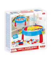 Dolu Toys 2-in-1 Activity Table with Jumbo Blocks, 104 Piece