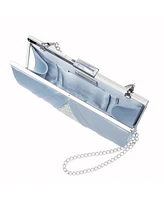 Women's Pleated Stain Crystal Frame Clutch