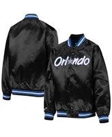 Big Boys Mitchell & Ness Black Orlando Magic Hardwood Classics Satin Raglan Full-Snap Jacket