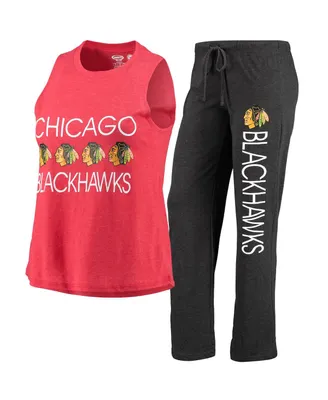 Women's Concepts Sport Red, Black Chicago Blackhawks Meter Tank Top and Pants Sleep Set