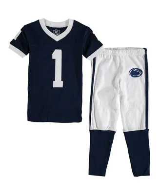 Preschool Boys and Girls Wes & Willy Navy Penn State Nittany Lions Football Pajama Set