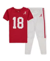 Preschool Boys and Girls Wes & Willy Crimson Alabama Tide Football V-Neck T-shirt Pants Sleep Set