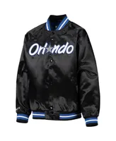 Big Boys Mitchell & Ness Black Orlando Magic Hardwood Classics Satin Raglan Full-Snap Jacket