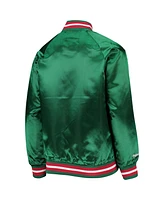 Big Boys Mitchell & Ness Green Milwaukee Bucks Hardwood Classics Satin Raglan Full-Snap Jacket