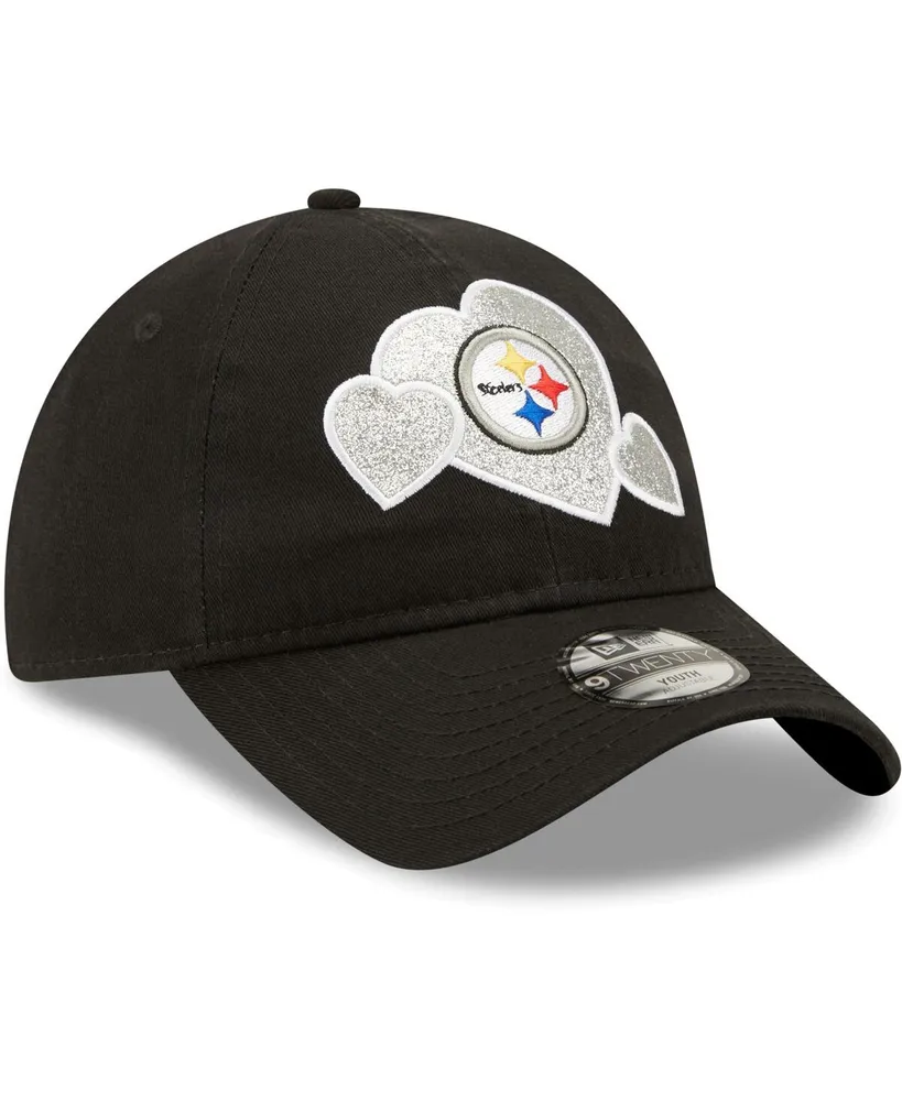 Little Girls New Era Black Pittsburgh Steelers Hearts 9Twenty Adjustable Hat