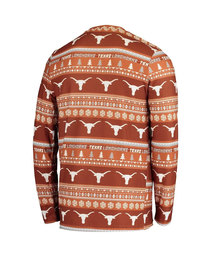 Men's Concepts Sport Texas Orange Texas Longhorns Ugly Sweater Knit Long Sleeve Top and Pant Set