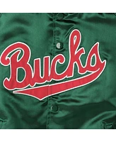 Big Boys Mitchell & Ness Green Milwaukee Bucks Hardwood Classics Satin Raglan Full-Snap Jacket