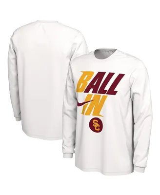 Men's Nike White Usc Trojans Ball Bench Long Sleeve T-shirt