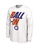 Men's Nike White Clemson Tigers Ball In Bench Long Sleeve T-shirt