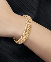 Wide Fancy Link Chain Bracelet in 14k Gold