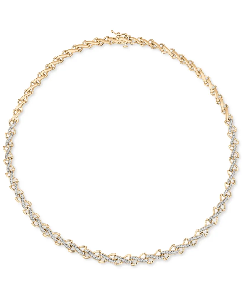 Wrapped in Love Diamond All-Around 17" Collar Necklace (1 ct. t.w.) in 10k Gold, Created for Macy's