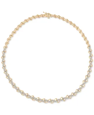 Wrapped in Love Diamond All-Around 17" Collar Necklace (1 ct. t.w.) in 10k Gold, Created for Macy's