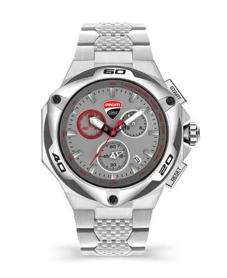 Ducati Corse Men's Motore Chronograph Silver-Tone Stainless Steel Bracelet Watch 49mm