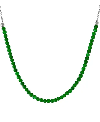 Giani Bernini Green Agate Beaded Collar Necklace Sterling Silver, 16" + 2" extender, (Also Rose Quartz, Jasper, & Red Jasper), Created for Macy'