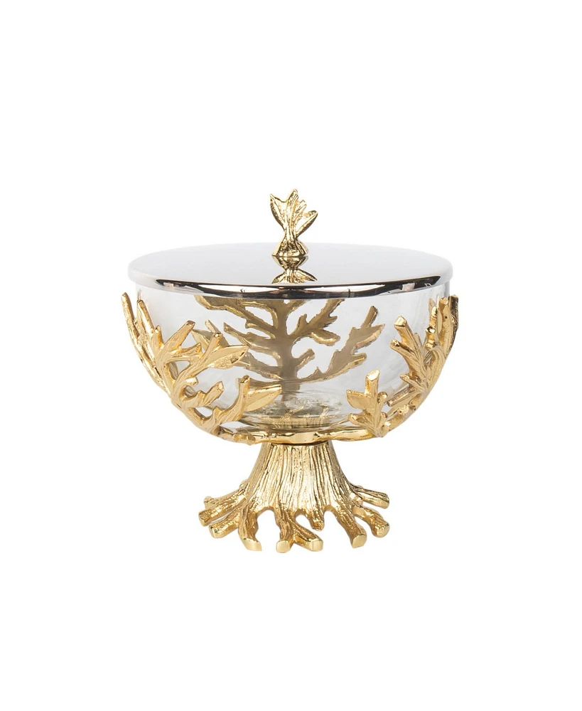 Godinger Branch Stand with Covered Bowl Set, 3 Piece - Gold