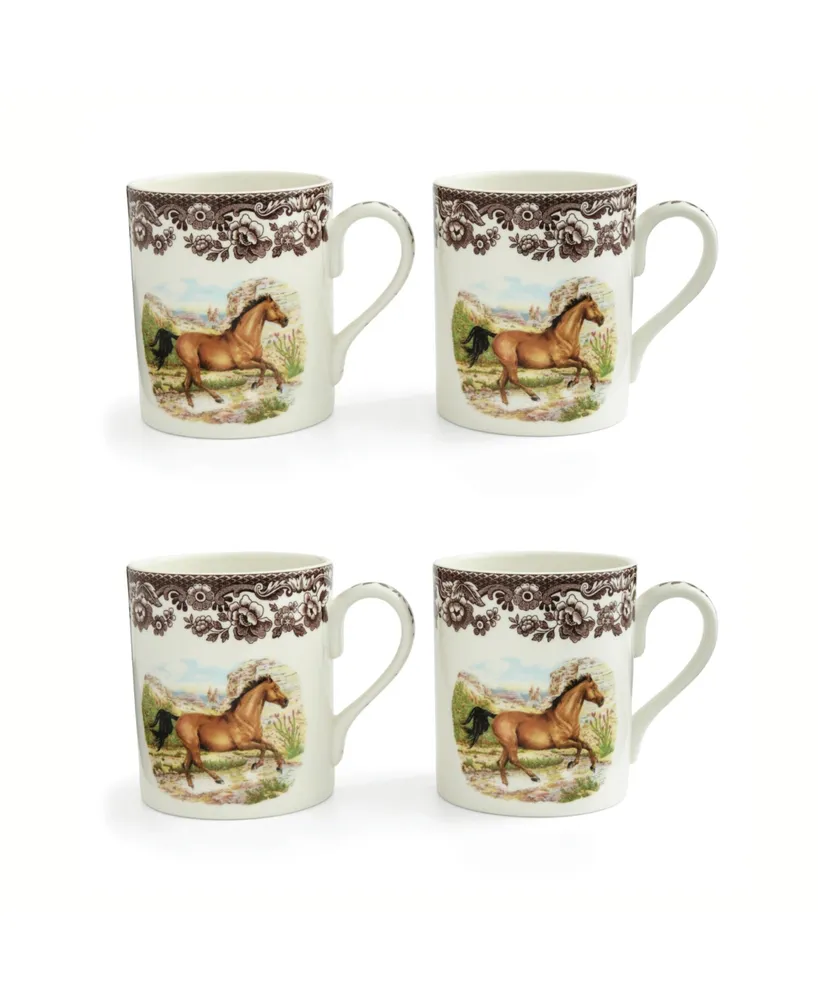 Spode American Quarter Horse Mug, Set of 4