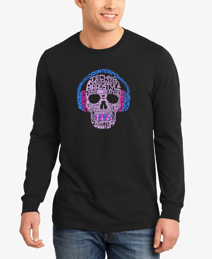 Men's Word Art Long Sleeve Styles of Edm Music T-shirt