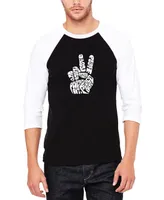 Men's Raglan Baseball Word Art Peace Out T-shirt