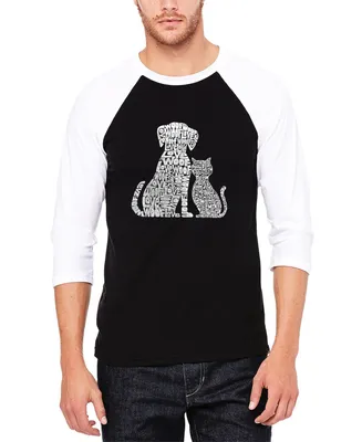 Men's Raglan Baseball Word Art Dogs and Cats T-shirt