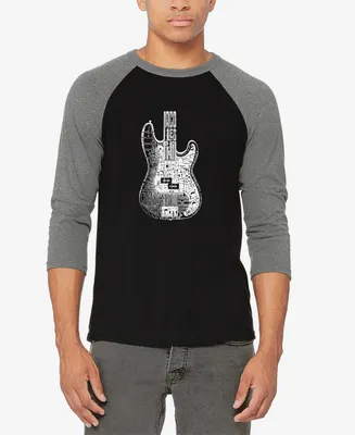 Men's Raglan Baseball Word Art Bass Guitar T-shirt