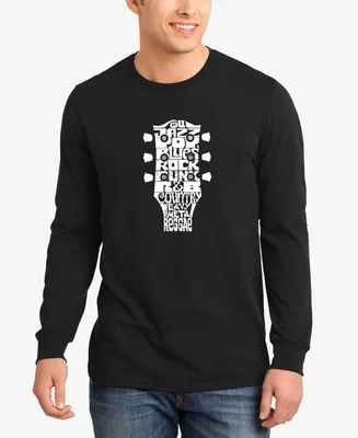 Men's Word Art Long Sleeve Guitar Head Music Genres T-shirt