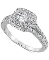 Diamond Double Halo Engagement Ring (1 ct. t.w.) in 14k White Gold