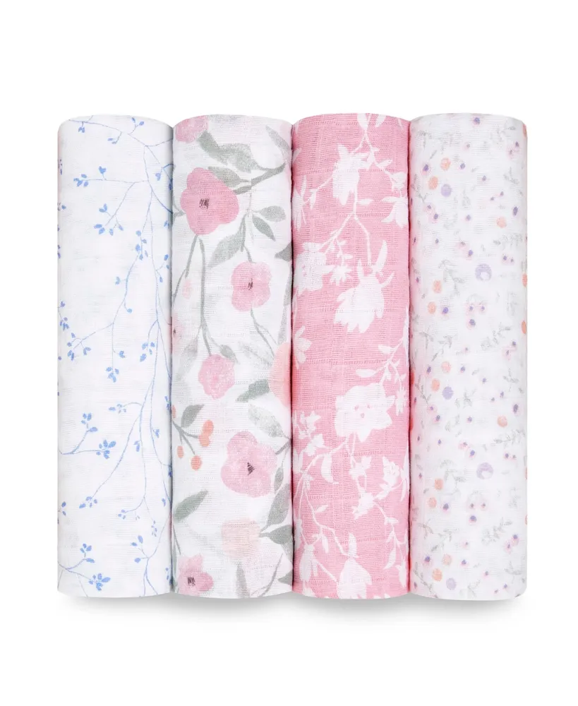 aden by aden + anais Baby Girls Floral Swaddle Blankets, Pack of 4