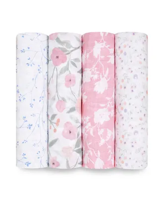 aden by aden + anais Baby Girls Floral Swaddle Blankets, Pack of 4