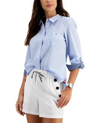 Tommy Hilfiger Women's Cotton Pinstripe Button-Down Shirt