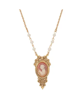 2028 Women's Glass Pearl Cameo Necklace