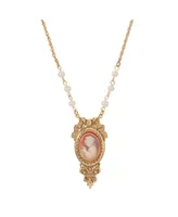 2028 Women's Glass Pearl Cameo Necklace