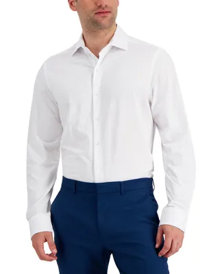 Bar Iii Men's Slim-Fit Performance Stretch Solid Pique Knit Dress Shirt, Created for Macy's